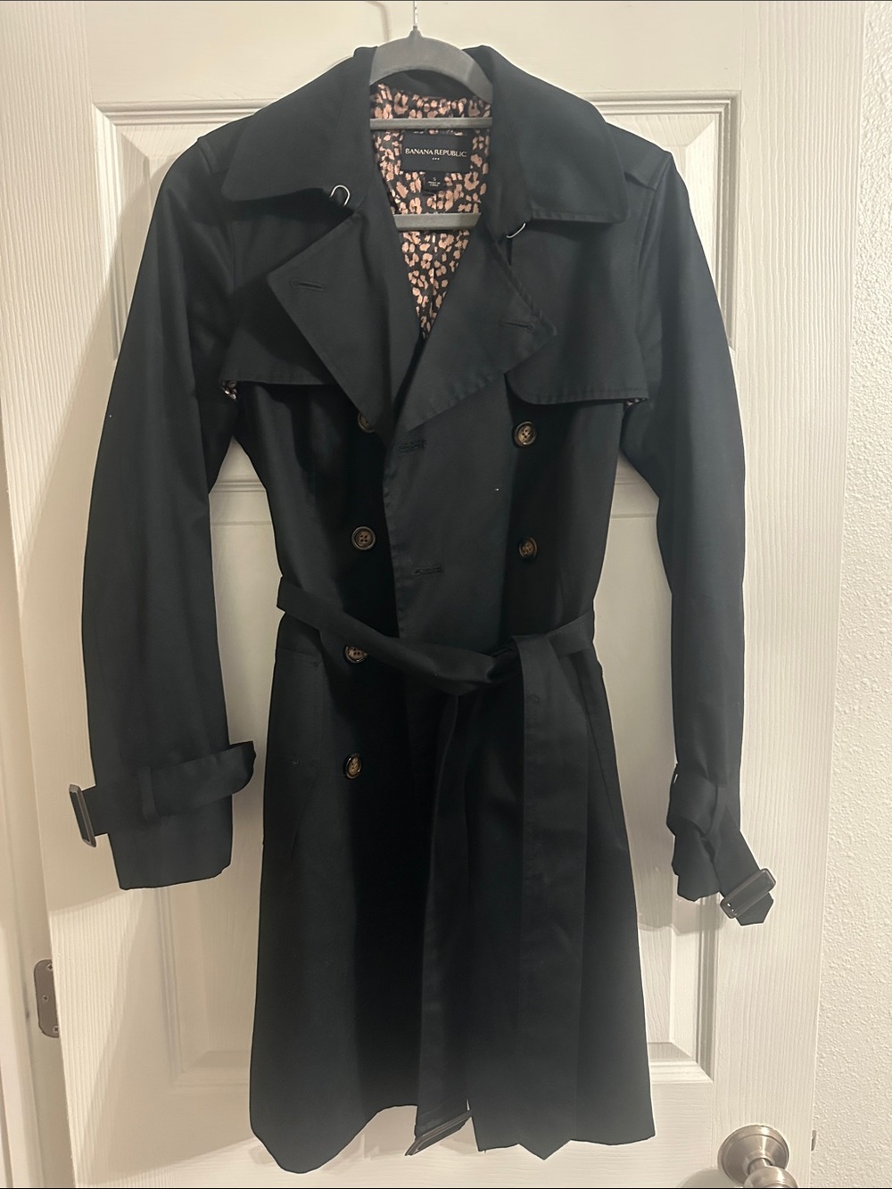 Black Trench Coat with Belt - Classic Womens Overcoat Banana Republic